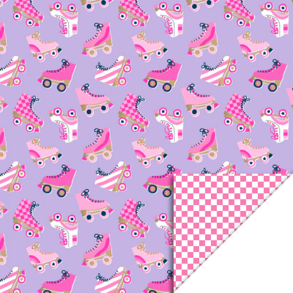 inpakpapier-rlles-skates-lilac-check-flamingo-pink