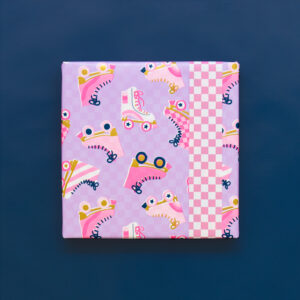 inpakpapier-rlles-skates-lilac-check-flamingo-pink