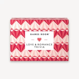 games room love & romance trivia in doos met roze geometrisch patroon