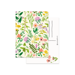 muchable kaart met illustratie van wilde bloemen